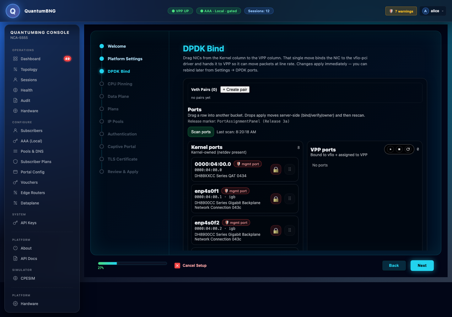 Wizard: DPDK Bind