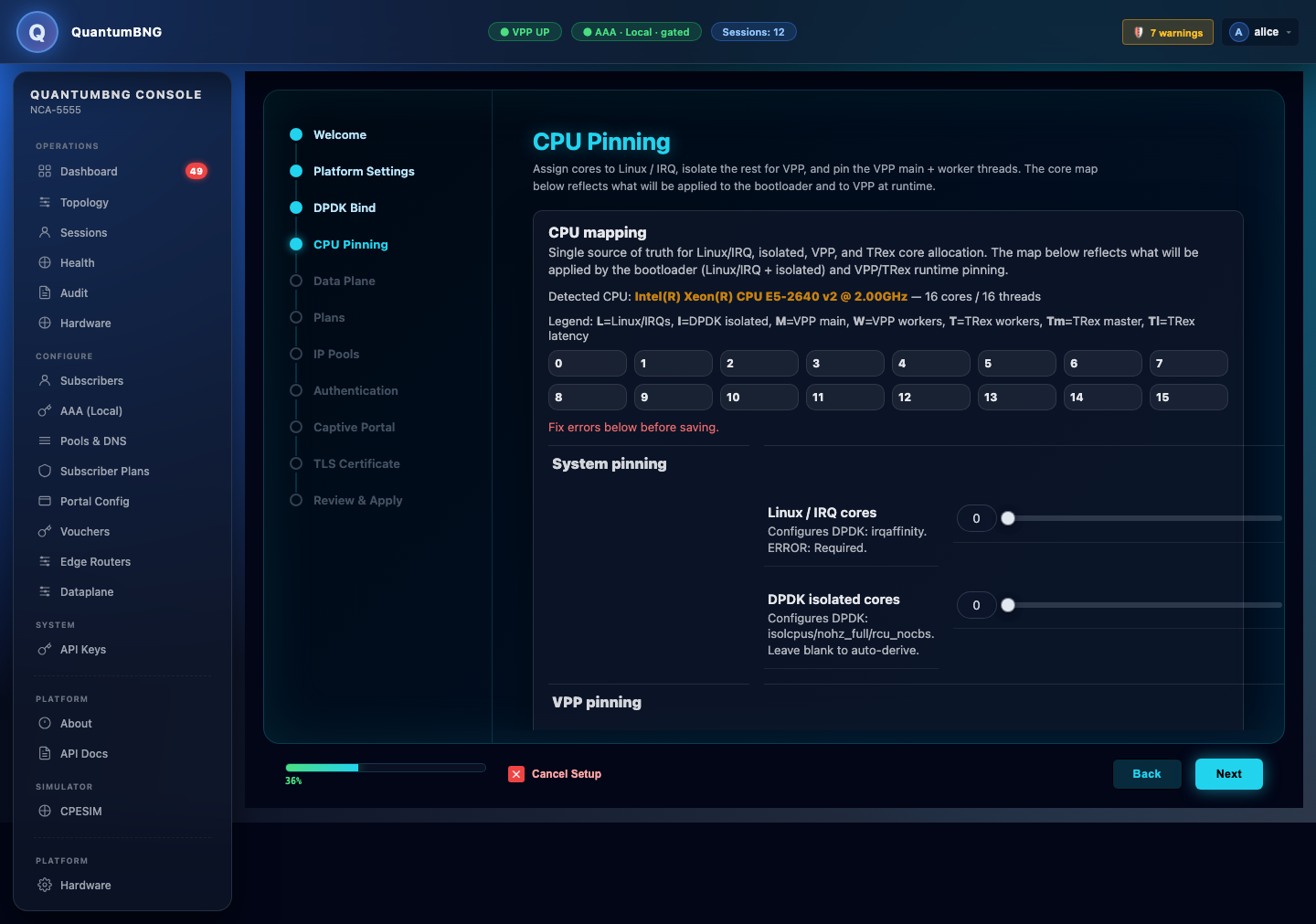Wizard: CPU Pinning
