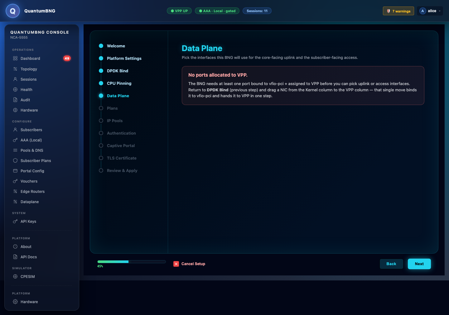 Wizard: Data Plane
