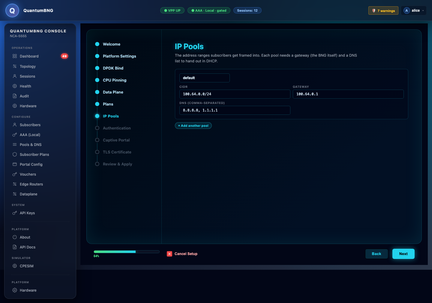 Wizard: IP Pools
