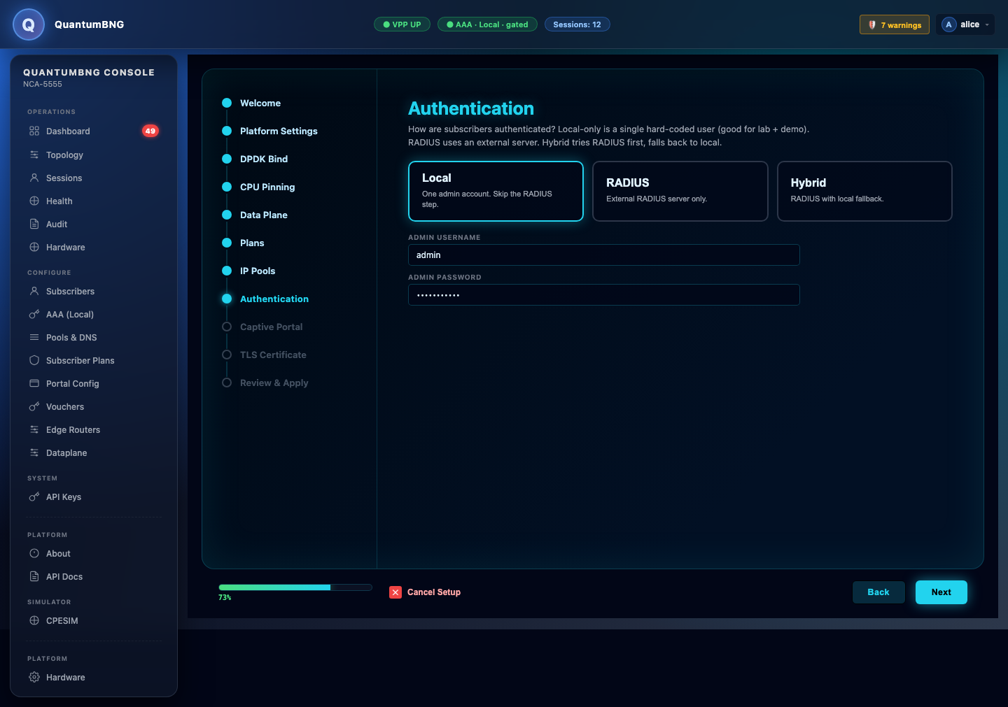 Wizard: Authentication