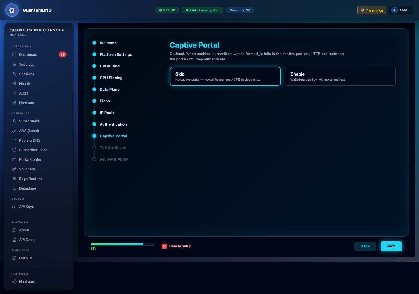 Wizard: Captive Portal