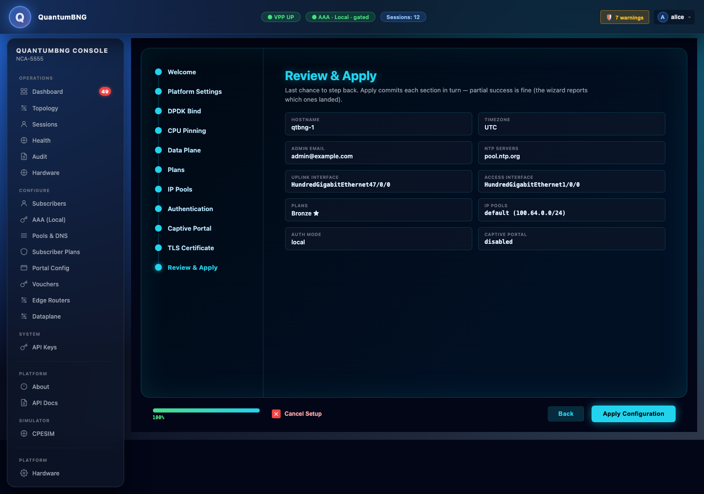 Wizard: Review & Apply